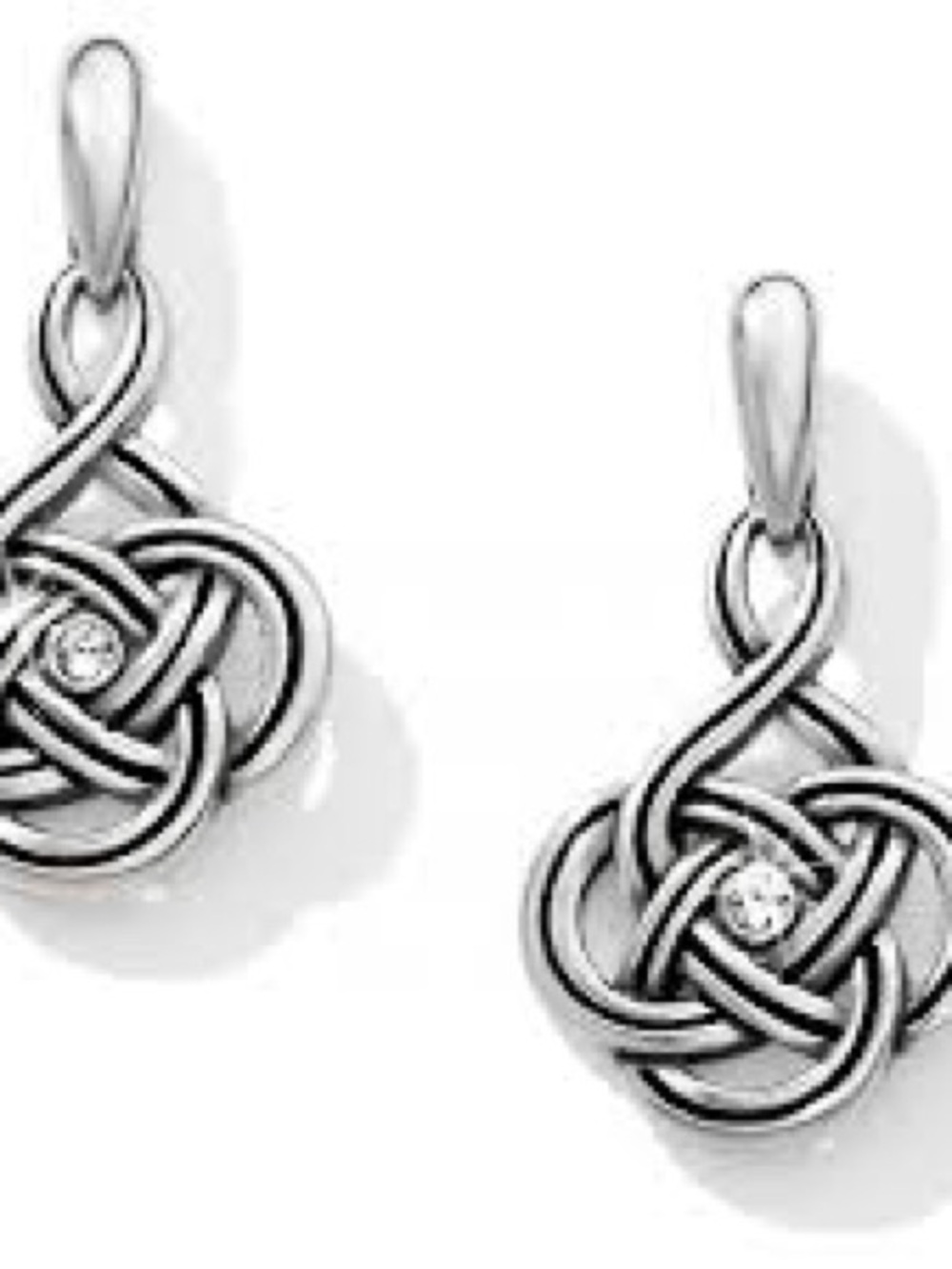 Brighton Silver Knot Drop Earrings with Clear Stone